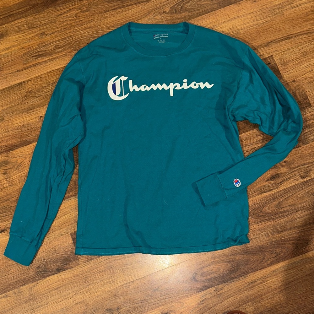 Champion Men's Blue Long Sleeve Tee